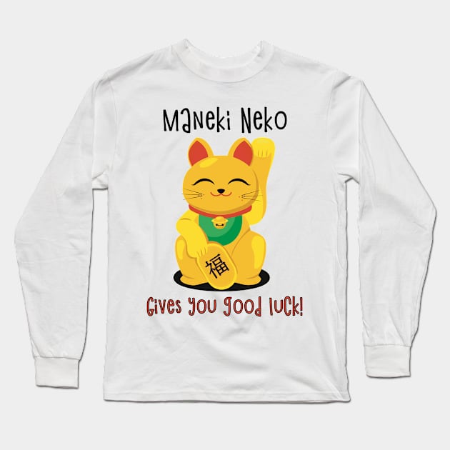 Maneki Neko, the lucky cat charm Long Sleeve T-Shirt by marina63